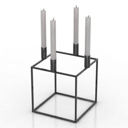 Candlestick Cube Wireframe Stand 3d model