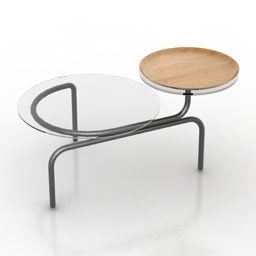 Modernism Coffee Table Glass Wood Top 3d model