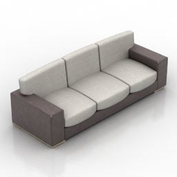 Sofa Three Seats Beige Brown 3d model