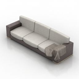 Sofa mit drei Sitzplätzen und Handtuch 3D-Modell