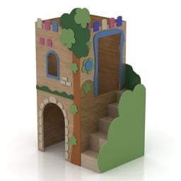 Kinder-Etagenbett mit Treppe 3D-Modell