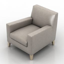 3д модель односпального кресла с обивкой серого цвета