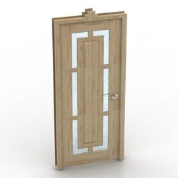 Bingkai Kayu Pintu Dengan Model 3d Garis Kaca