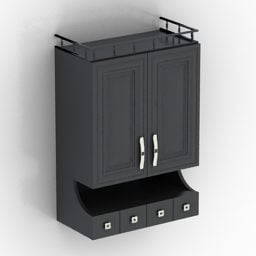 Model 3D czarnej półki łazienkowej