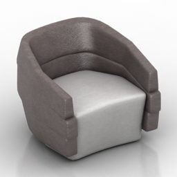 Curved Back Fabric Armchair 3d model