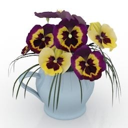 Vase Viola Flower 3d model
