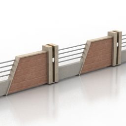 Brick Fence With Column 3d model