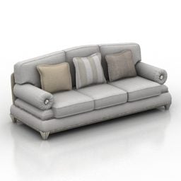 Sofa Three Seats Camel Shape With Pillow 3d model