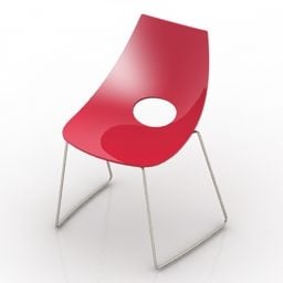 Plastik Kahve Sandalyesi Kırmızı Renk 3D model