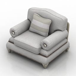 Antique Leather Armchair With Pillow 3d model