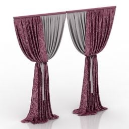 Curtain Two Layers Velvet Textile 3d model