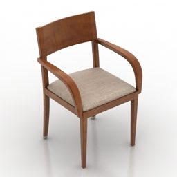เก้าอี้รับประทานอาหารแบบเรียบง่ายโครงไม้โมเดล 3 มิติ