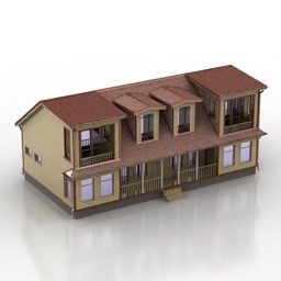Casa adosada de madera modelo 3d