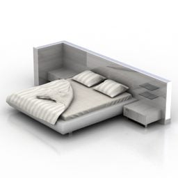 Double Bed Set With Panel Top 3d model