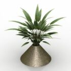 植物と真鍮の花瓶
