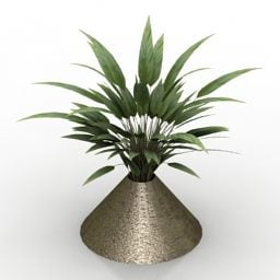 Messingvase mit Pflanze 3D-Modell