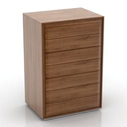 Simple Wood Locker With Drawer 3d model