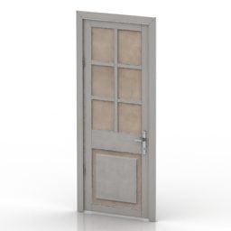 ประตูไม้สีขาวพร้อมกระจกเปิดแบบ 3 มิติ