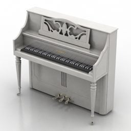 Modelo 3d de piano vertical branco
