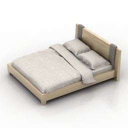 双人床米色床垫3d模型
