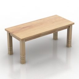 Rechteckiger Tisch mit Holzplatte, 3D-Modell