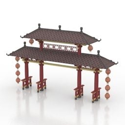 3D model starověké čínské brány