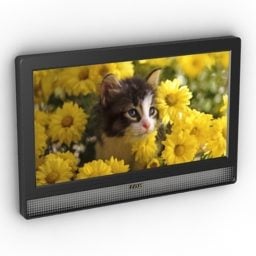 Tv LCD argento stile piatto con supporto modello 3d