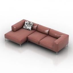 Sofa z poduszkami w stylu przekroju Model 3D