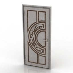White Wood Door Carved Lines 3d model