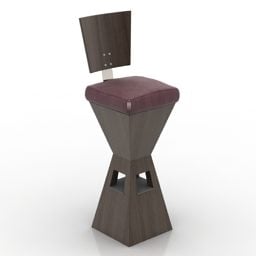 Chaise de bar styliste avec dessus en cuir modèle 3D