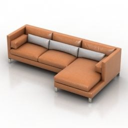 Double Sofa Velvet Material 3d model