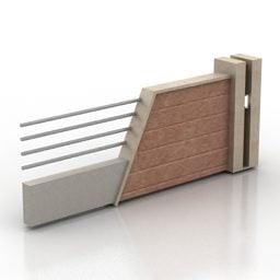 Bakstenen hek met rail 3D-model