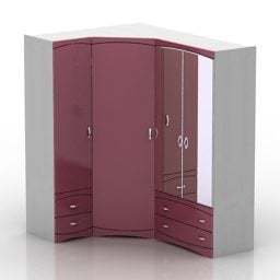 Corner Wardrobe Pink Color 3d model