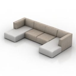 نموذج أريكة على شكل U ثلاثي الأبعاد