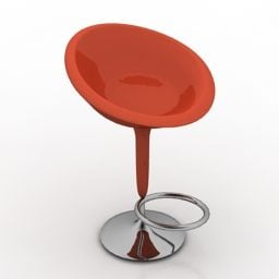Barstuhl, roter Kunststoffsitz, 3D-Modell