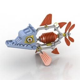 Model 3d Mainan Ikan Robot