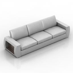 3д модель тканевого дивана трехместного серого цвета