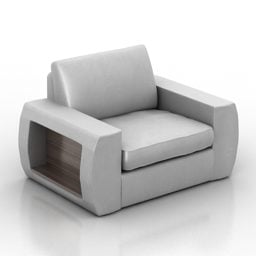 كرسي بذراعين مفرد مع خزانة جانبية نموذج ثلاثي الأبعاد