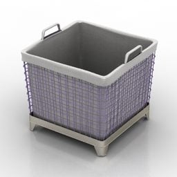 Rattan Basket Trash Bin 3d model