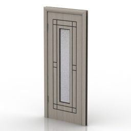Λευκή πόρτα με γυαλί ανοιχτό τρισδιάστατο μοντέλο
