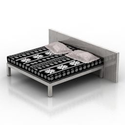 Double Bed Wood Frame 3d model