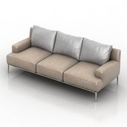 Sofa Kulit Tiga Tempat Duduk model 3d