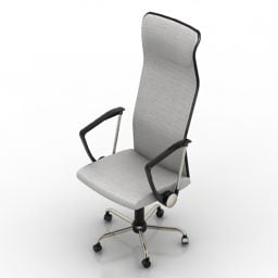 3д модель серого кресла на колесах для офисной мебели