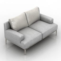 Grey Fabric Sofa Two Seats 3d model