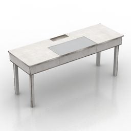 White Wood Table Antique Style 3d model