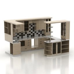 キッチンキャビネットセットモダンスタイル3Dモデル