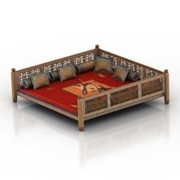 سرير أطفال بطابقين مع سلم سلم نموذج ثلاثي الأبعاد
