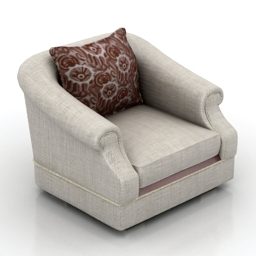 Fabric Armchair With Old Pillow 3d model