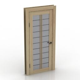 Steel Door With Blur Glass Window 3d model