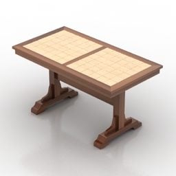 طاولة خشبية مزدوجة نموذج ثلاثي الأبعاد